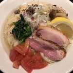 鴨出汁中華蕎麦 麺屋yoshiki - 鴨とトリュフの冷やしクリーミー和えつけ蕎麦