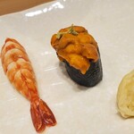 神田江戸ッ子寿司 - 大好きな蒸し海老とうに。