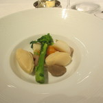 レストランひらまつ - 2013-3 博多地鶏のクネルと冬野菜のポトフ仕立てセップ茸のコンソメと共に