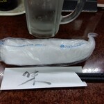 鶴亀 - 布おしぼり(2022年6月9日撮影)