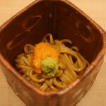 鮨 しみづ - 安曇野二八蕎麦 雲丹和えアップ