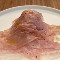 前芝料理店 - ガローニ・プロシュート 24ヶ月熟成生ハム 玉ねぎ キッシュ 