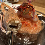 やまぐち - 冷製パスタ　三河の赤座海老　フルーツトマトソース
      カラスミかけ放題