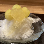 やまぐち - メロンソースのかき氷　下にパンナコッタ