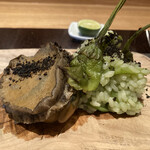 やまぐち - アワビのステーキ　　リゾット
      大徳寺の納豆パウダー　　