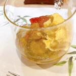 うを徳 - 卵黄のアイスクリーム、マンゴーのゼリー、フルーツトマト