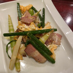 寿し処 春道 - 笹竹とベーコンの卵炒め