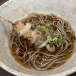 鳥源 - ハーフそば、もつ串