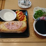 カフェ ピノ - Aモーニング 日替り(ハムマヨトースト)・Pino ブレンド