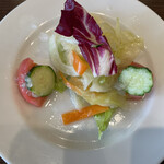 キッチン兆 - きのこ入りのあんかけソース和風ハンバーグ（税込 1,870円）評価＝○：キャベツのマリネ