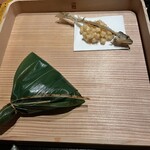 高台寺 和久傳 - とうもろこしの天ぷら、鮎寿司