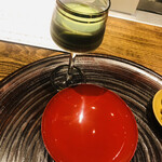 温石 - 枝豆の摺り流しに合わせたのは橙の英君