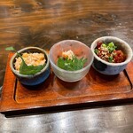 焼鳥・野菜巻き串・餃子 てしごと家 - 調味料に向いて整列してる