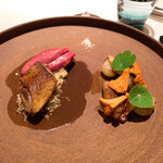 レストラン オオツ - ⑩ランド産窒息鳩 鳩の内臓とコニャックのソース ジロール茸