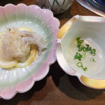 イカのなめろうと刺身コンニャク