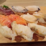 寿司 築地日本海 - アジ アワビ 赤貝 ホッキ貝 つぶ貝 計313㌘