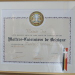 ラ・ロゼット - ベルギーコック長協会の認定書。日本人第一号！