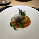 富小路 やま岸 - 鱧チリソース　玉蜀黍　木の芽いっぱい