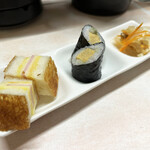 がばちょ - セット（アテ3品+ドリンク1杯/500円） この日のラインナップはね、クロックムッシュ、玉子の細巻き、魚の南蛮酢♪