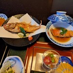 福松荘 - カサゴの唐揚げ　　金目鯛の煮付け