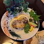 福松荘 - アワビの刺身　　　肝つき　