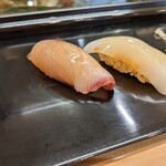 鮨屋 とんぼ - 紋甲イカとハマチ