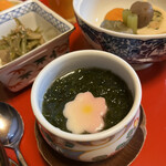 一乗院 - アオサの餡と生麩の入った茶碗蒸しだよ♡♡♡