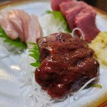 御船 - 刺身 名物3点盛（1400円）