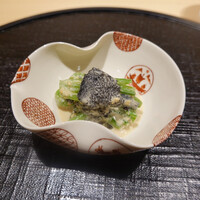 新ばし 星野 - ほうれん草と岩茸の胡麻和え