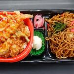 ハローズ 水呑店 - 天丼&焼きそばセット(税抜)398円 (2022.06.14)