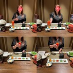 琵琶湖畔 おごと温泉 湯元館 - 朝食は、まずは有機野菜とカボスのジュースで乾杯❣️
      （私です）