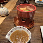琵琶湖畔 おごと温泉 湯元館 - 厚揚げ、地元野菜を、カレーソースで