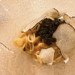 麻布 かどわき - 素麺に雲丹とキャビア