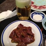 きらく亭 - ランチ、レバーとビール