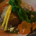 山ごぼう - さといものしんじょ、えのきあんかけ。