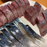 スーパー富分 有秋台店 - ぶりとしめ鯖 ぶりは柵で購入400円位だったかな？これも20%オフ(笑)