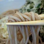 田そば - 麺は生そばを一人前づつ茹でています、 細めで、硬めの茹で上がりもナカナカです。