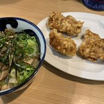 布施 細見商店 - 満足セット（焼豚丼、唐揚げ3個）