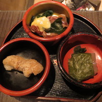 銀座方舟 大吟醸いろり店 - 前菜三種