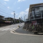 赤い屋根 - 団地の、この看板のとこを右折して入ります