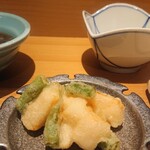 天よし - かきあげ  ホタテといんげん