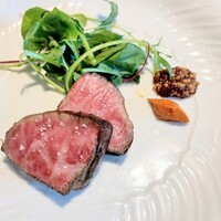 La Brianza - A5和牛内もも炭火焼きタスマニア産粒マスタードロメスコソース。この日も火入れ香ばしさ抜群美味しい♡(๑´ڡ`๑) ジューシーだわ〜