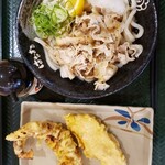 はなまるうどん - 塩豚おろしぶっかけ　鶏天　げそ天