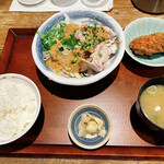 Hambauo Kin - SPF豚の冷しゃぶ定食(クリームコロッケ付、ご飯少なめ)_¥1,000