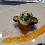 シャトー　ラ・パルム・ドール - サフランのリゾットとオリーブオイルの掛けられたバケット