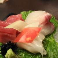 日本料理 木の花 - 御造り　めじまぐろ・ひらめ・烏賊