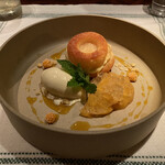 ラ シャッス - ❹ババオラムとパイナップルのコンポート、アニス風味、ココナッツミルクのアイス