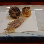 大寿司 - 天麩羅（ミョウガ、シイタケ、アワビ）