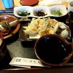 Kitamura - 新タマネギと桜エビのかき揚げと鰯の梅煮の定食（2022.5）