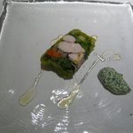 タニーチャ - 前菜１：春野菜と地鶏のテリーヌ（春菊のマヨネーズで）(2013.3)